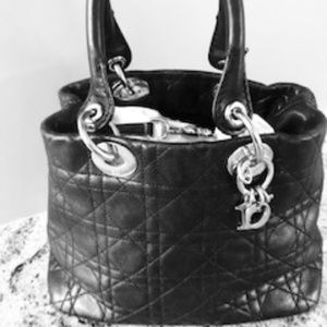 Christian Dior Black Quilted Cannage Lambskin Bag